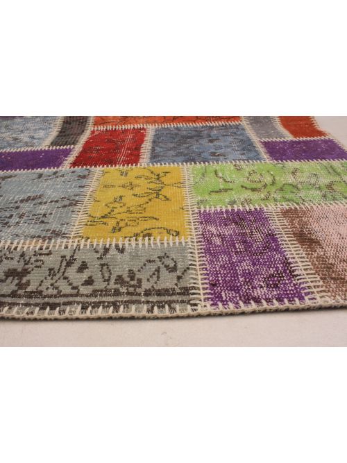 Turkish Color Transition Patchwork 5'9" x 7'11" Hand-knotted Wool Rug 