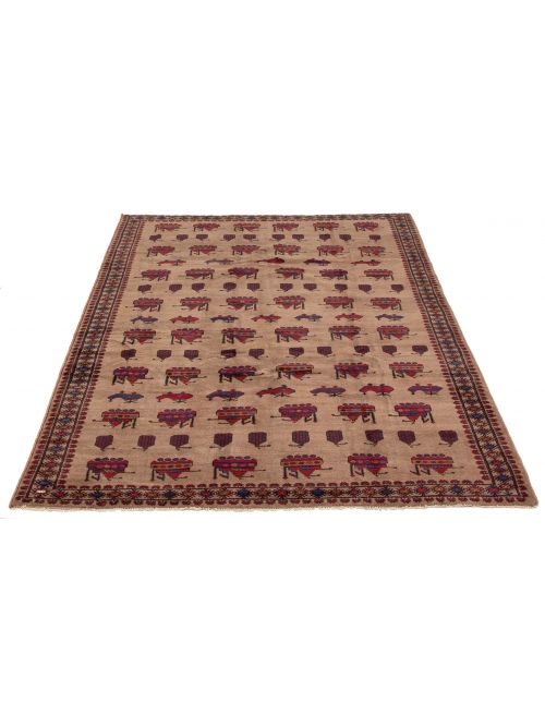 Afghan Rare War 7'3" x 9'7" Hand-knotted Wool Rug 