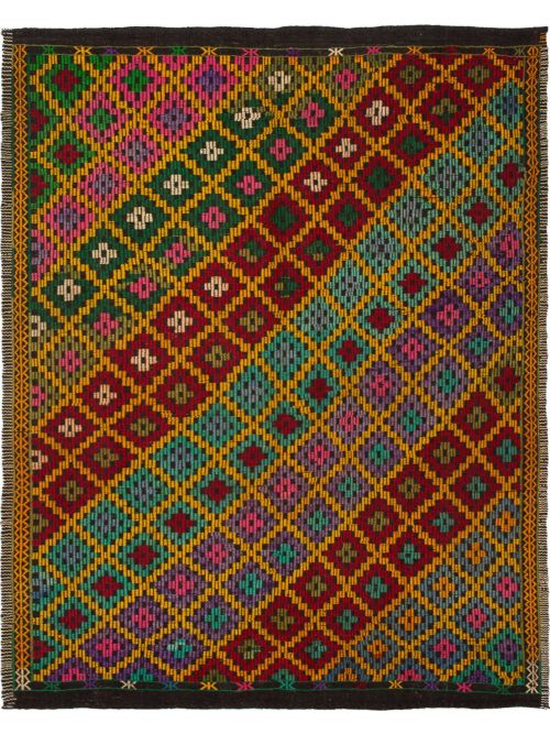 Turkish Yoruk 6'7" x 9'1" Flat-Weave Wool Tapestry Kilim 