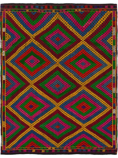 Turkish Yoruk 6'5" x 9'2" Flat-Weave Wool Tapestry Kilim 