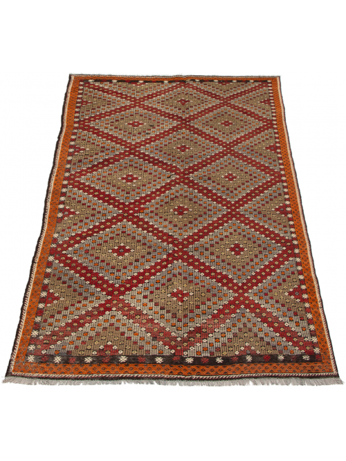 Turkish Yoruk 5'8" x 11'2" Flat-Weave Wool Tapestry Kilim 