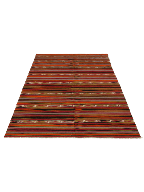 Turkish Boho 4'10" x 11'7" Flat-Weave Wool Kilim 