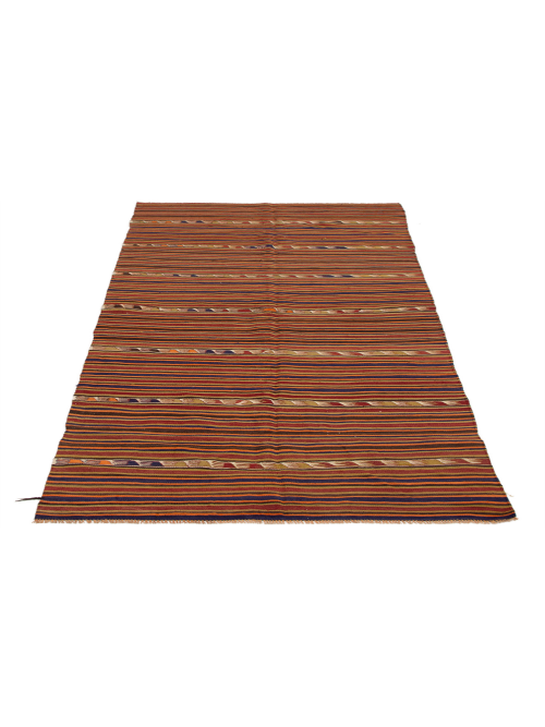 Turkish Boho 4'8" x 12'1" Flat-Weave Wool Kilim 