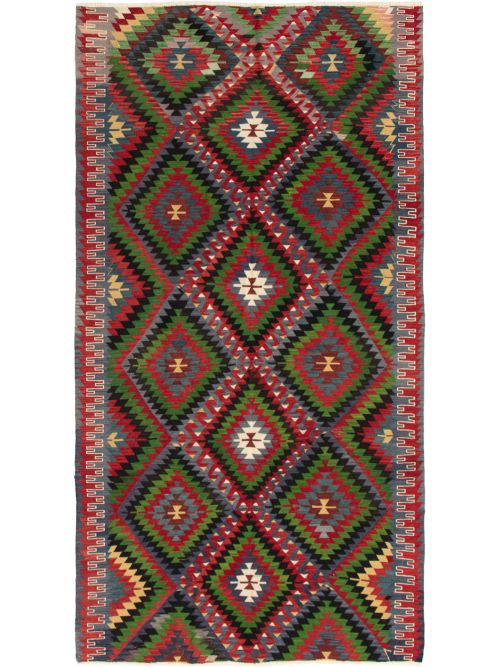 Turkish Yoruk 5'2" x 10'3" Flat-Weave Wool Kilim 