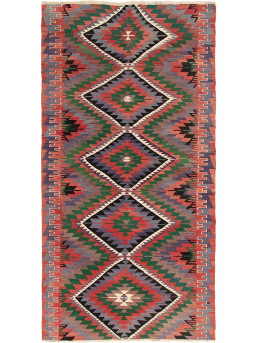 Turkish Yoruk 5'6" x 10'9" Flat-Weave Wool Kilim 