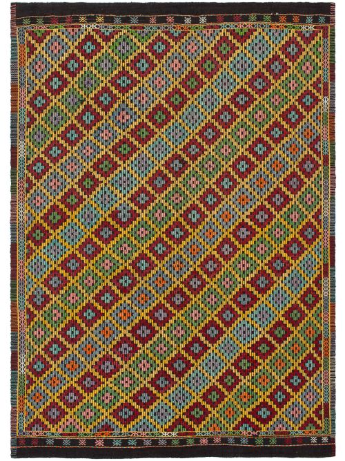 Turkish Yoruk 6'9" x 9'5" Flat-Weave Wool Tapestry Kilim 