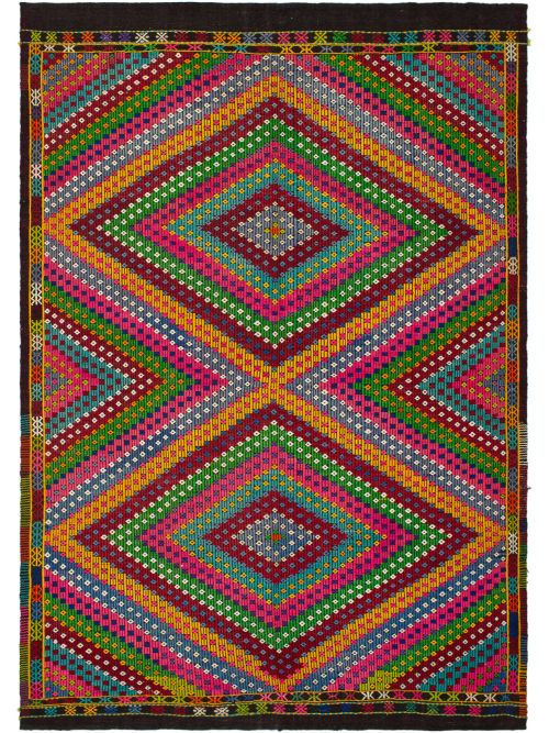 Turkish Yoruk 6'7" x 9'10" Flat-Weave Wool Tapestry Kilim 