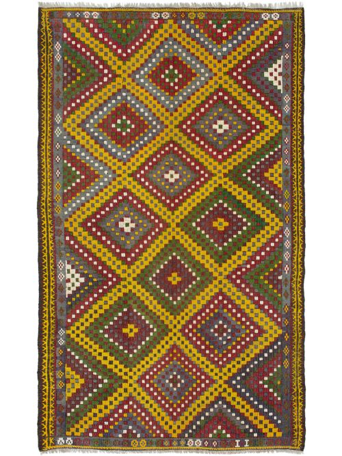 Turkish Yoruk 6'3" x 10'7" Flat-Weave Wool Tapestry Kilim 