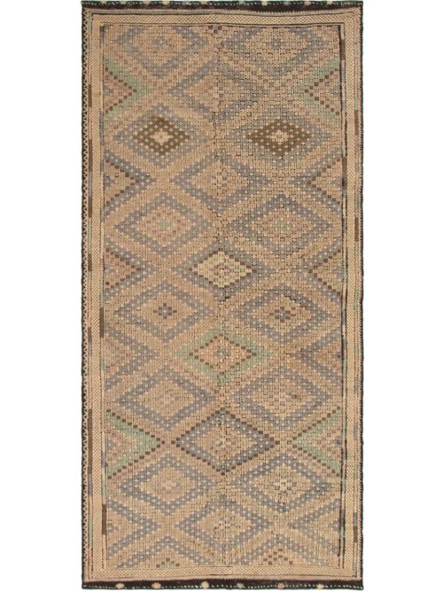 Turkish Yoruk 5'7" x 11'11" Flat-Weave Wool Tapestry Kilim 