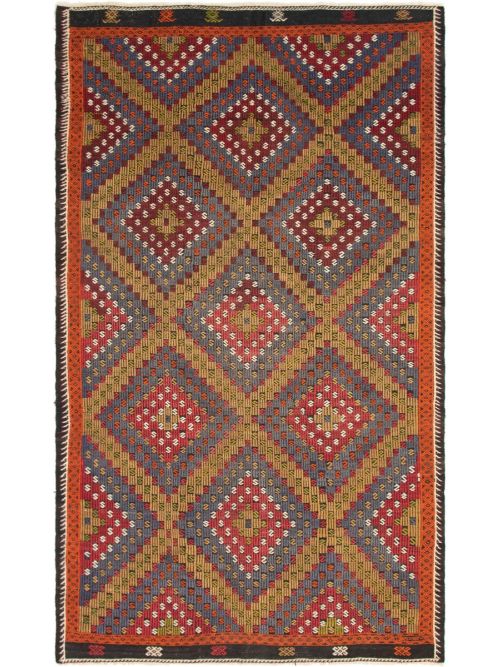 Turkish Yoruk 6'4" x 10'10" Flat-Weave Wool Tapestry Kilim 