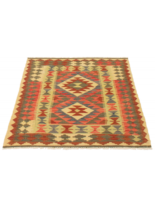 Turkish Kashkoli FW 3'2" x 3'11" Flat-Weave Wool Kilim 