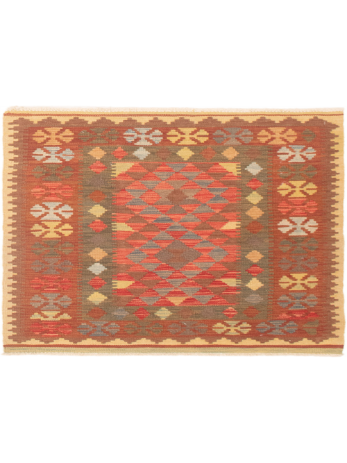 Turkish Kashkoli FW 3'3" x 3'9" Flat-Weave Wool Kilim 