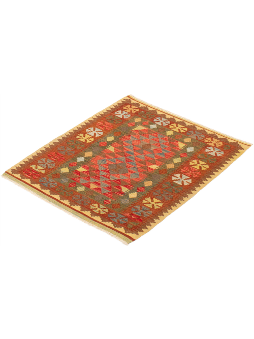 Turkish Kashkoli FW 3'3" x 3'9" Flat-Weave Wool Kilim 