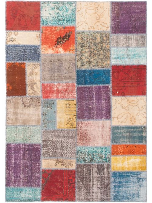Turkish Color Transition Patchwork 5'8" x 8'0" Hand-knotted Wool Rug 
