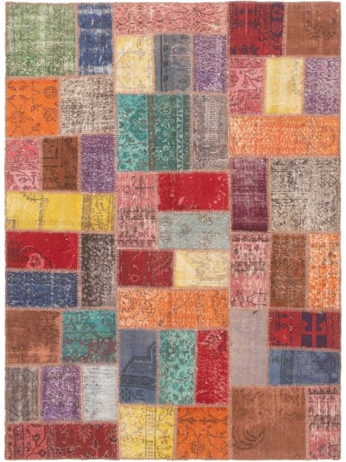 Turkish Color Transition Patchwork 5'10" x 7'11" Hand-knotted Wool Rug 