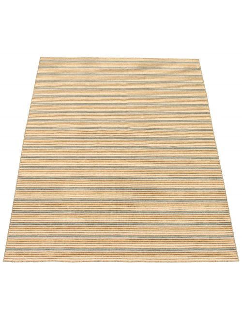 Indian Manhattan 5'1" x 6'11" Flat-Weave Wool Tapestry Kilim 
