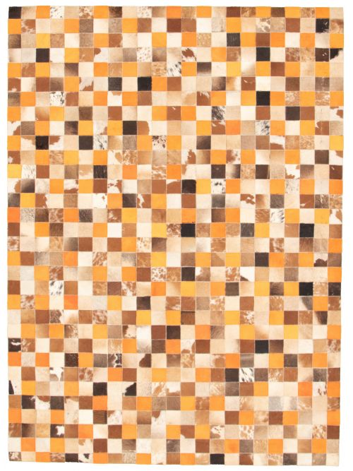 Argentina Cowhide Patchwork 5'8" x 7'10" Handmade Leather Rug 
