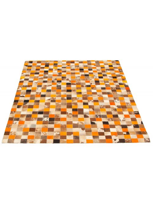 Argentina Cowhide Patchwork 5'8" x 7'10" Handmade Leather Rug 