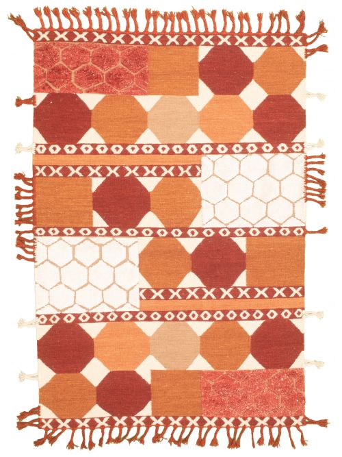 Indian Cambridge 5'4" x 7'11" Flat-Weave Silk, Wool Kilim 