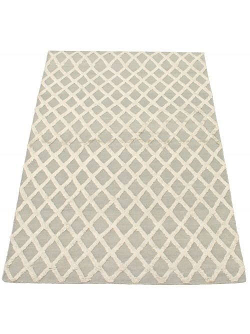 Indian Cambridge 5'0" x 8'0" Flat-Weave Silk, Wool Kilim 