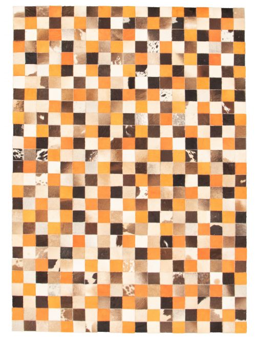 Argentina Cowhide Patchwork 4'7" x 6'7" Handmade Leather Rug 