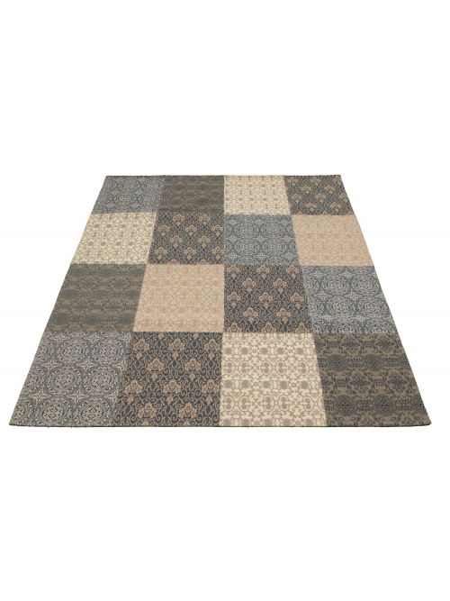 Indian Collage 6'6" x 9'8" Handmade Chenille Rug 