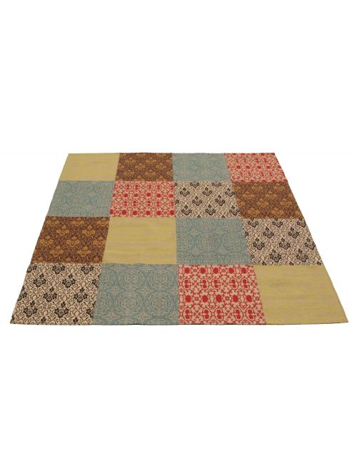 Indian Collage 6'8" x 8'2" Handmade Chenille Rug 