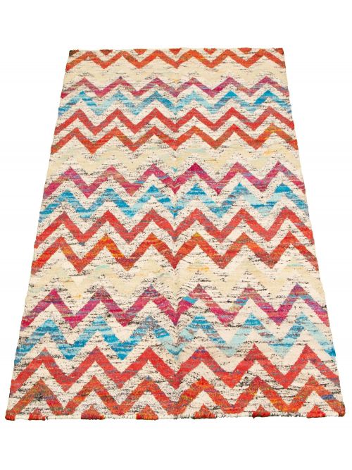 Indian Sari Silk 5'3" x 7'4" Flat-Weave Silk Kilim 
