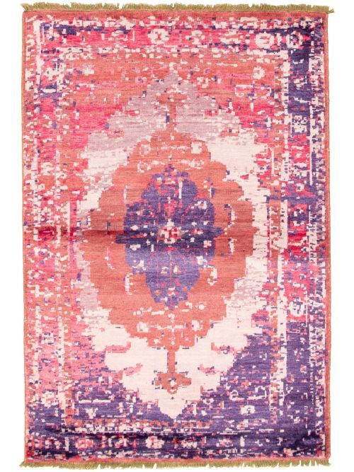 Indian Jules Oushak 4'5" x 6'7" Hand-knotted Silk Rug 