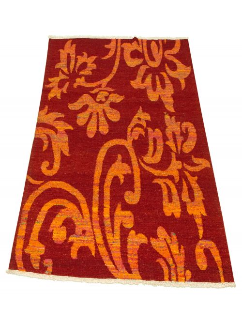 Indian Sari Silk 5'4" x 7'6" Flat-Weave Silk, Wool Kilim 