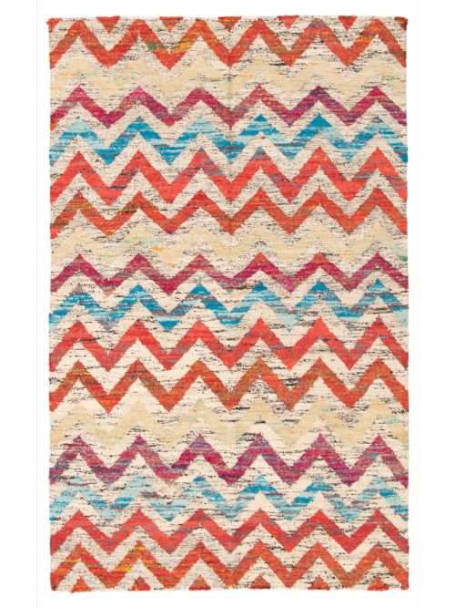 Indian Sari Silk 5'2" x 7'2" Flat-Weave Silk Kilim 