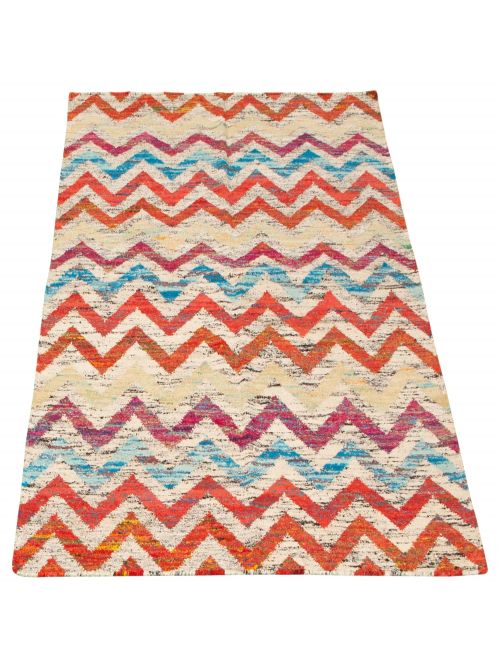 Indian Sari Silk 5'2" x 7'2" Flat-Weave Silk Kilim 