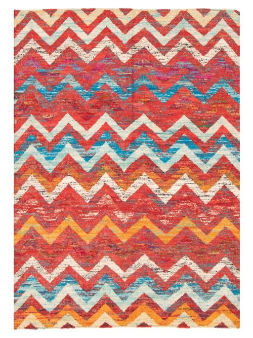 Indian Sari Silk 5'3" x 7'3" Flat-Weave Silk Kilim 