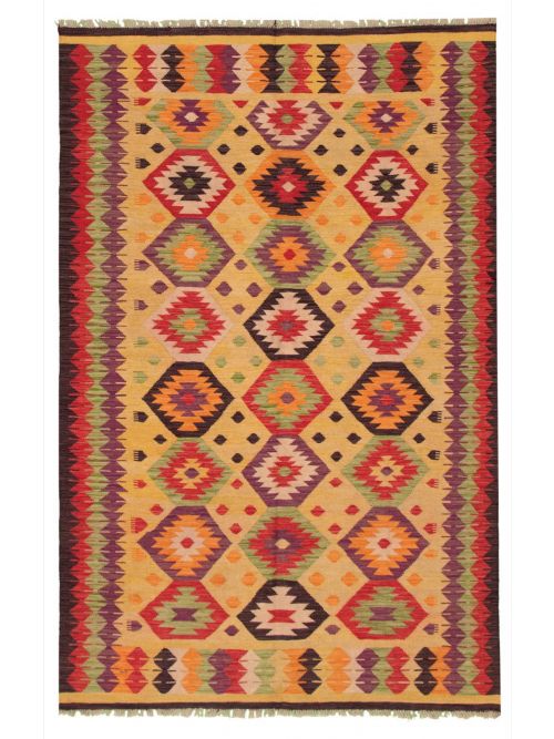 Turkish Old Style 5'10" x 9'2" Flat-Weave Wool Kilim 