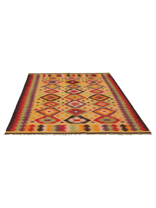 Turkish Old Style 5'10" x 9'2" Flat-Weave Wool Kilim 