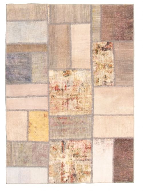 Turkish Color Transition Patchwork 4'7" x 6'5" Hand-knotted Cotton Rug 