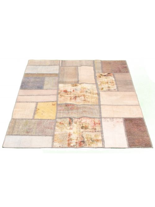 Turkish Color Transition Patchwork 4'7" x 6'5" Hand-knotted Cotton Rug 