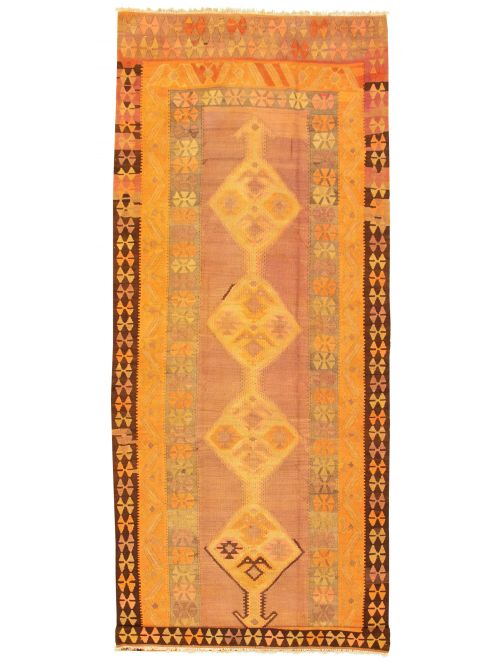 Turkish Konya 5'0" x 12'6" Flat-Weave Wool Kilim 