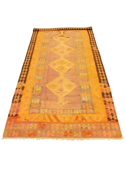Turkish Konya 5'0" x 12'6" Flat-Weave Wool Kilim 