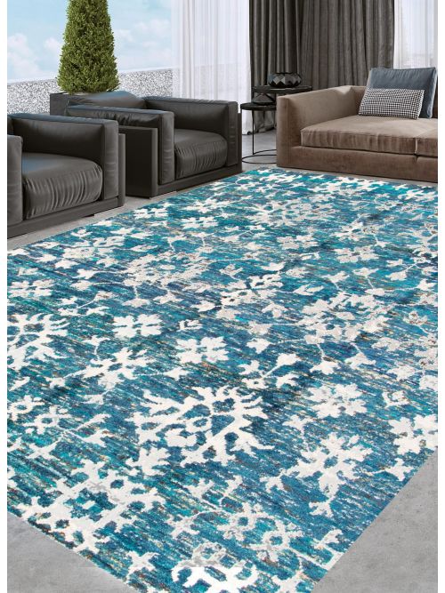 Indian Sari Silk 8'0" x 9'10" Hand-knotted Silk Rug 