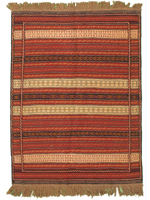 Turkish Ottoman Kashkoli 3'4" x 4'11" Flat-Weave Wool Tapestry Kilim 