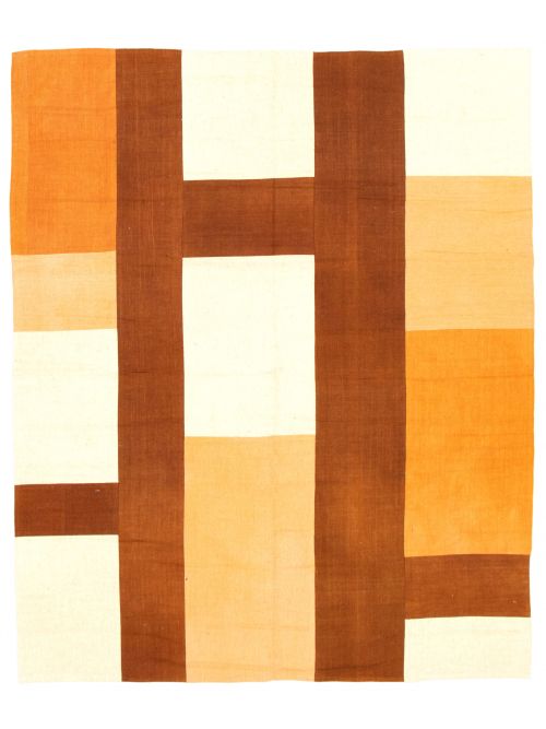 Turkish Moldovia Patch 6'7" x 7'11" Flat-Weave Wool Kilim 
