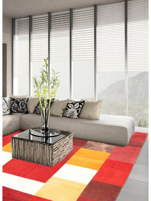 Turkish Moldovia Patch 8'1" x 9'5" Flat-Weave Wool Kilim 