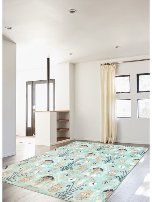Indian Jules Oushak 8'2" x 10'2" Hand-knotted Silk Rug 