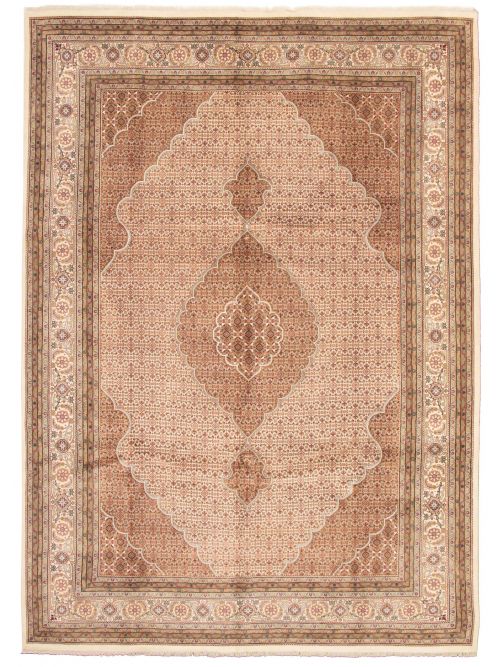 Indian Tabriz Haj Jalili 10'1" x 14'0" Hand-knotted Silk, Wool Rug 