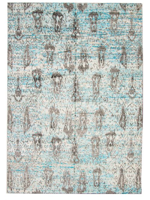 Indian Sari Silk 9'10" x 14'0" Hand-knotted Silk Rug 