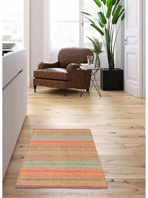 Turkish Bold and Colorful 2'0" x 3'0" Flat-Weave Wool Kilim 
