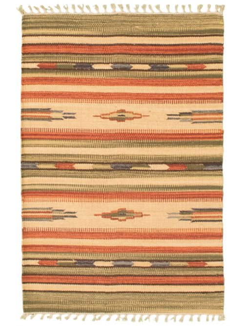 Turkish Bold and Colorful 2'0" x 3'0" Flat-Weave Wool Kilim 