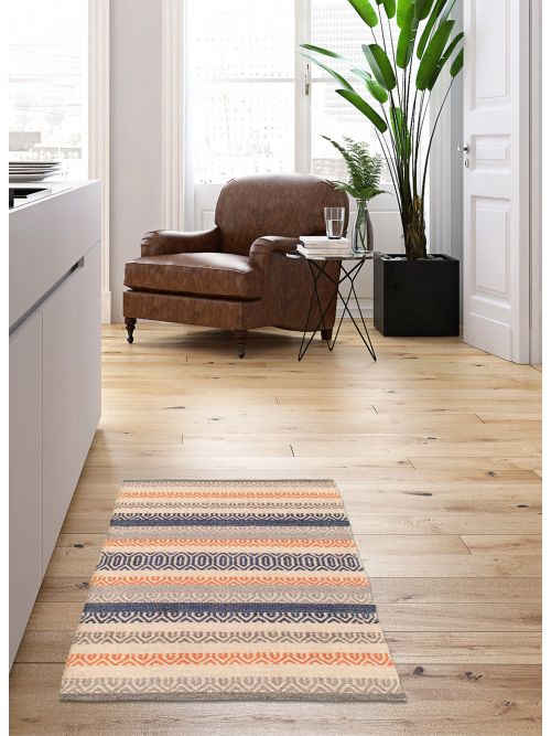 Turkish Bold and Colorful 2'0" x 3'0" Flat-Weave Wool Kilim 