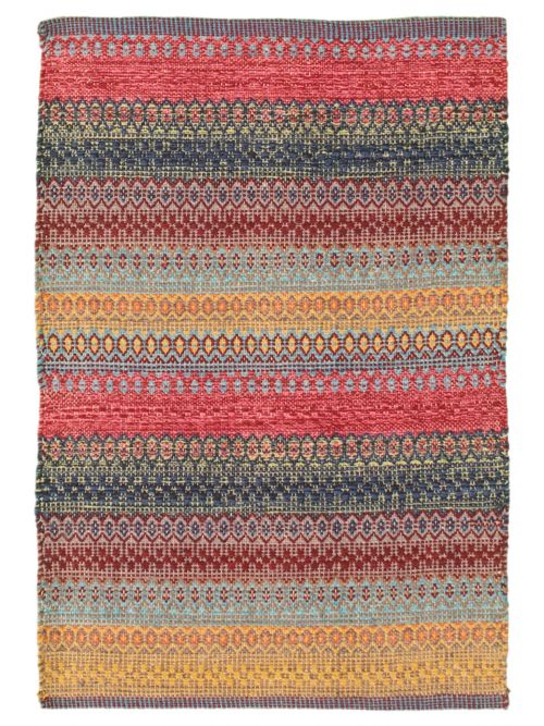 Turkish Bold and Colorful 2'0" x 3'0" Flat-Weave Wool Kilim 